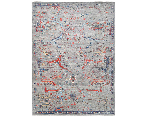 9x12 Gray Aryana Afghan Hand Knotted Veg Dye Wool Area Rug